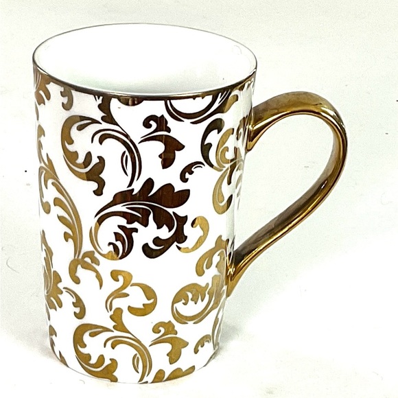 Strawberry Street-gold luster fleur-de-lis design-coffee mug - Picture 1 of 6